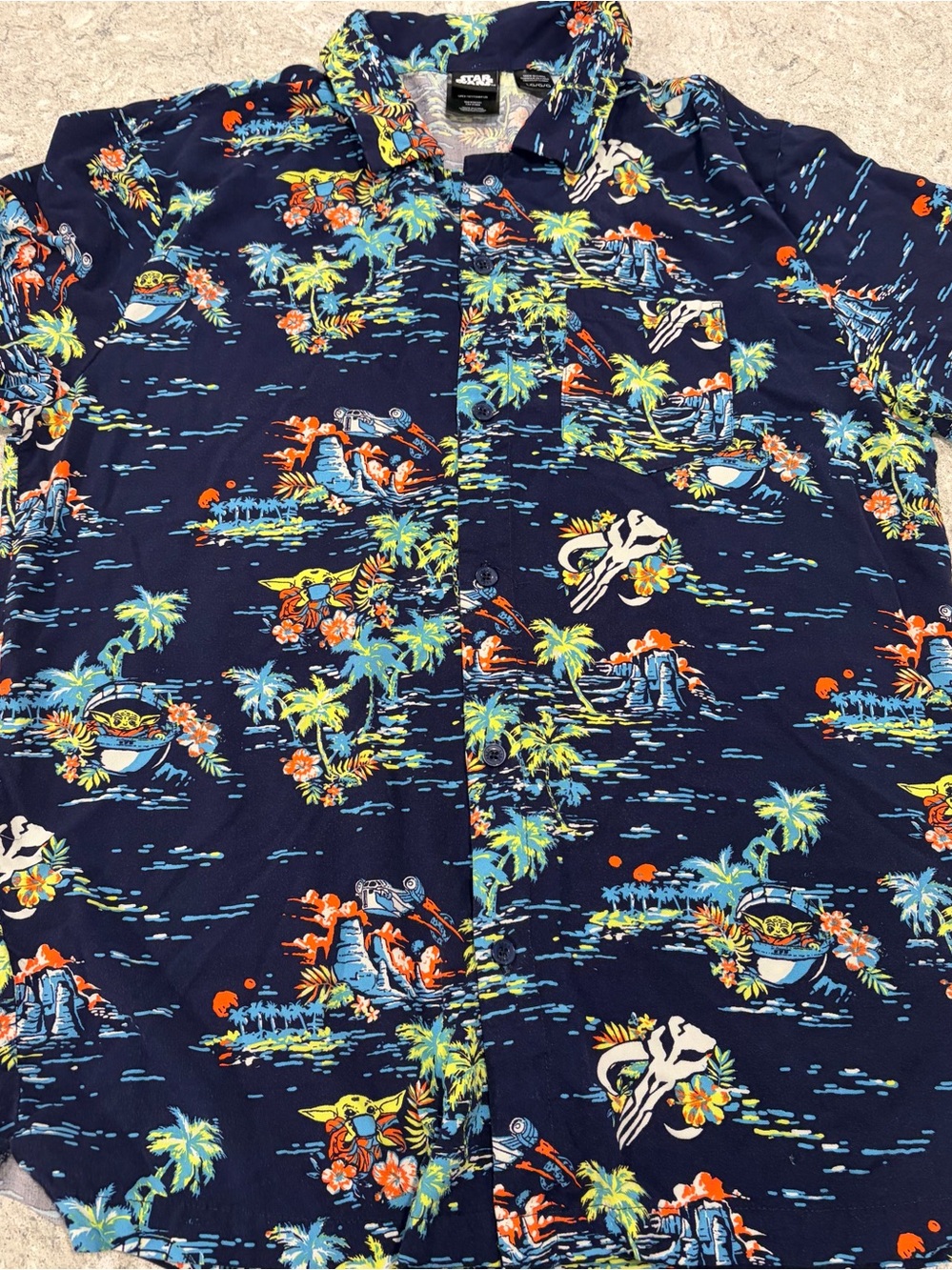 Star Wars The Mandalorian Button Down Hawaiian Shirt-Large